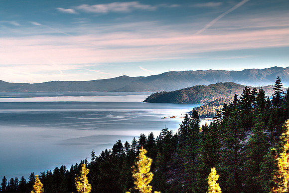 Sunset on lake Tahoe , California