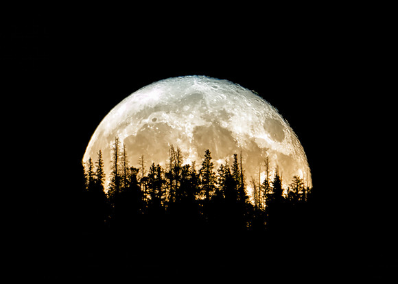 The Buck fullmoon rising over the mountains in Great dunes National Park 7.23
