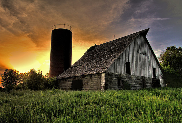 Old barn sunset, Stillwell Kansas 5-17-11